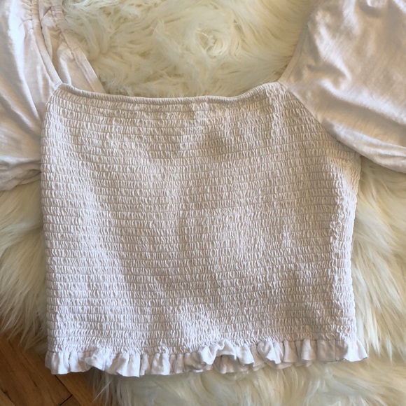 Boden smocked puff sleeve crop top - Picture 2 of 8